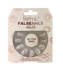 Technic False Nails - Almond, Glitter Swirl