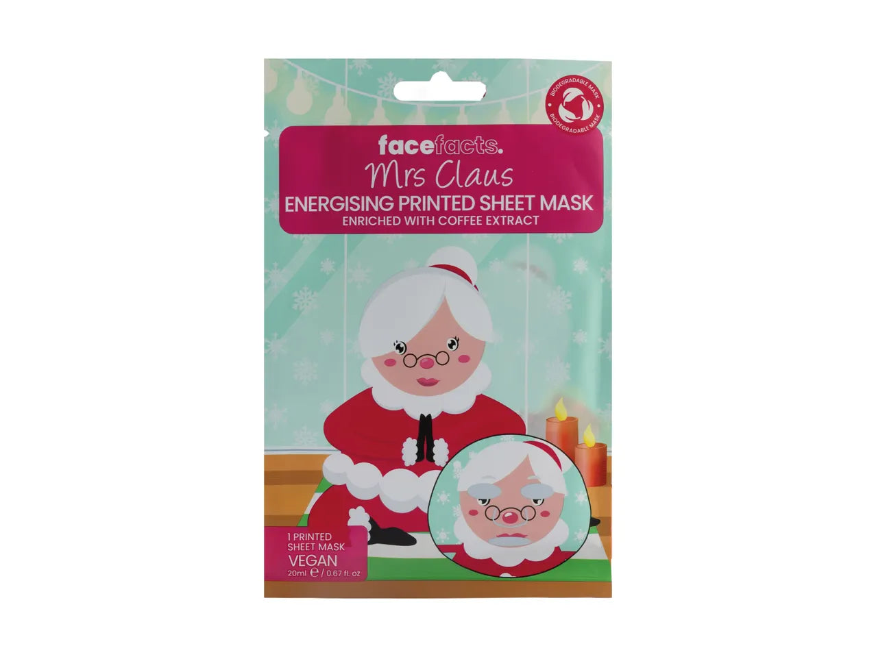 Face Facts XMAS Printed Sheet Mask -  Mrs Claus