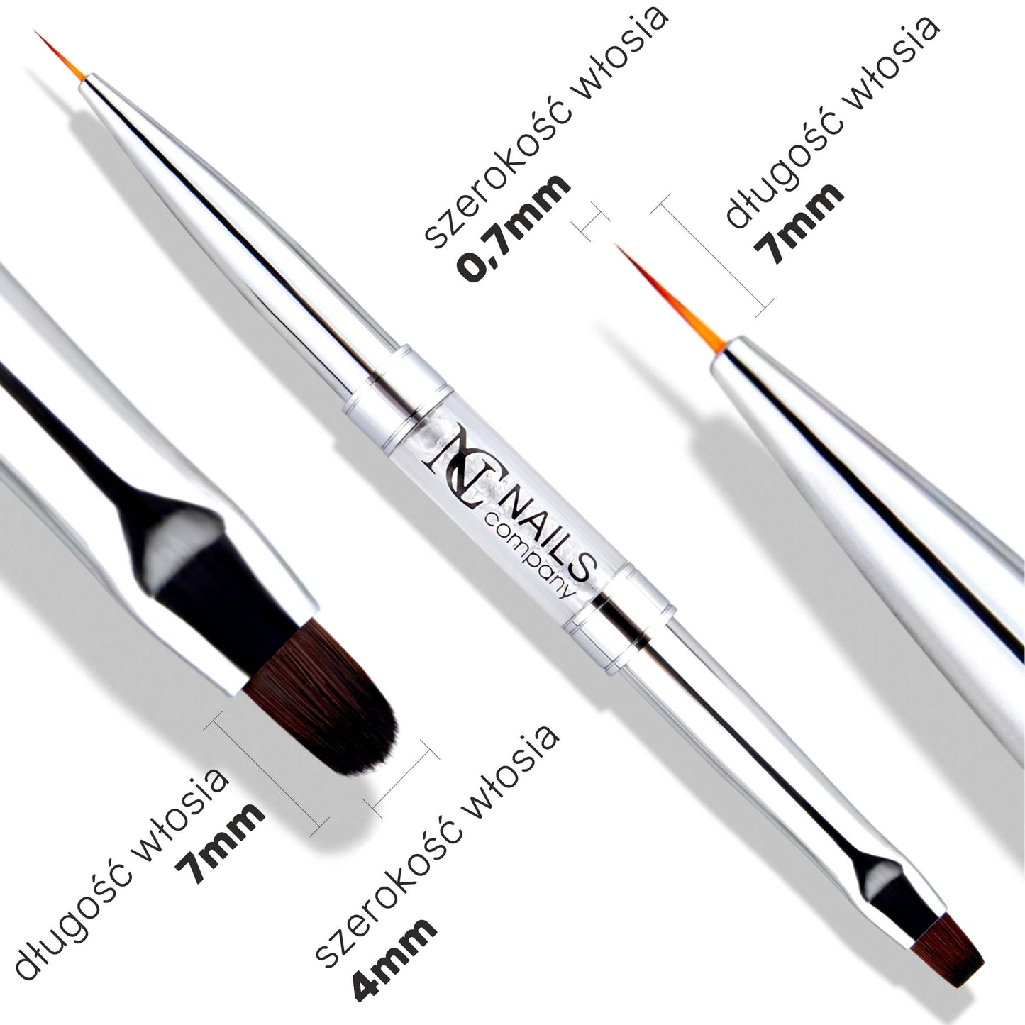 NC Pinceau Duo Ovale n°4 & n°1 / Pinceau Gel et Nail Art