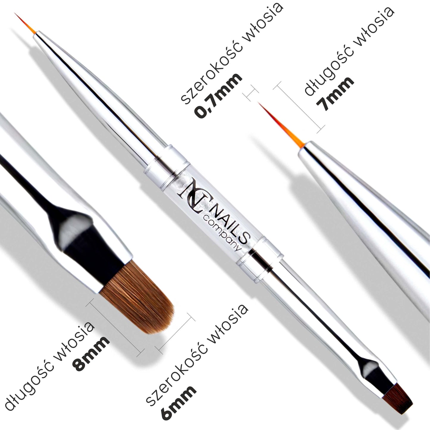 NC Pinceau Duo Ovale n°6 & n°1 / Pinceau Gel et Nail Art