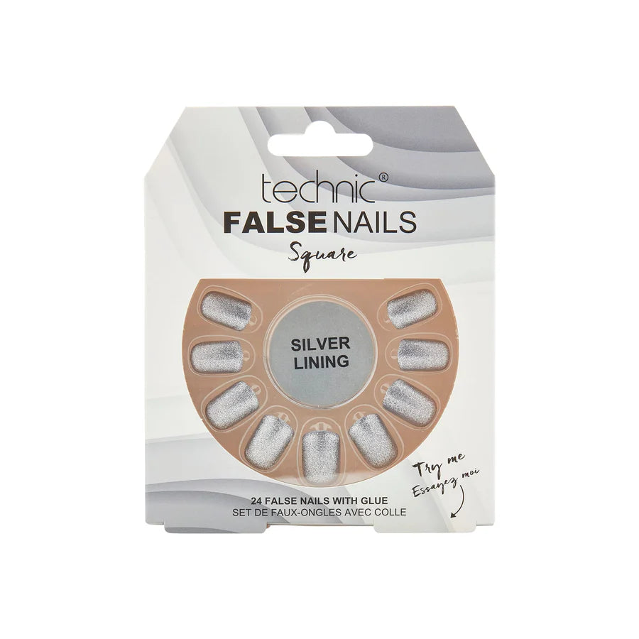 Technic False Nails - Square, Silver Lining