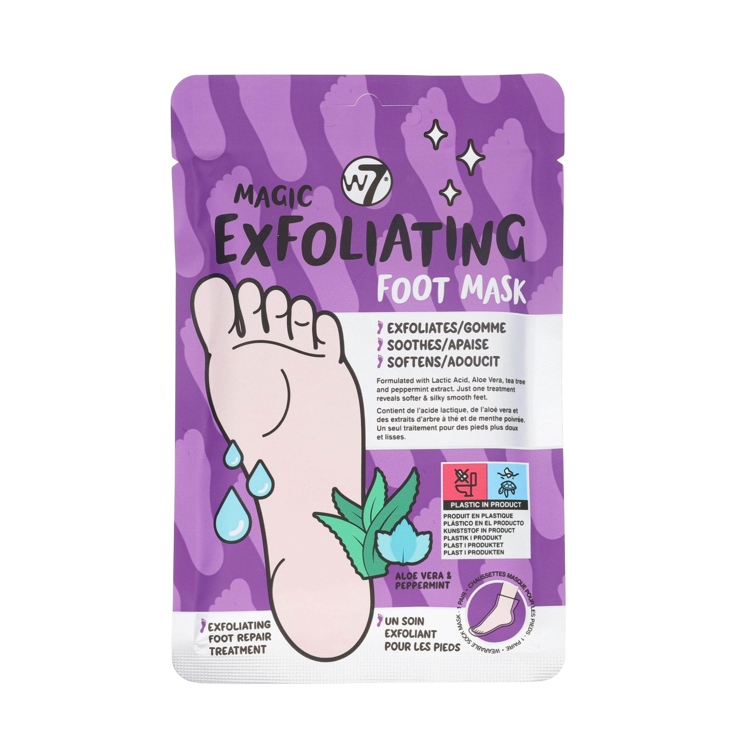 W7 Magic masque exfoliant pour les pieds Aloe Vera